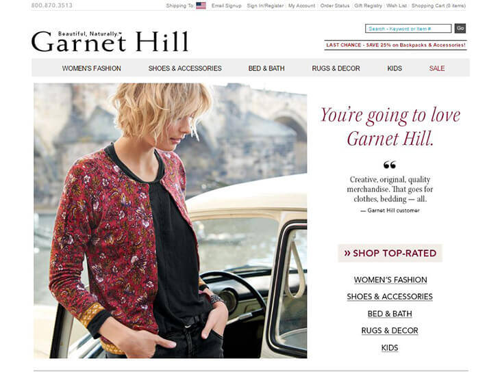 Доставка товара с магазина Garnet Hill